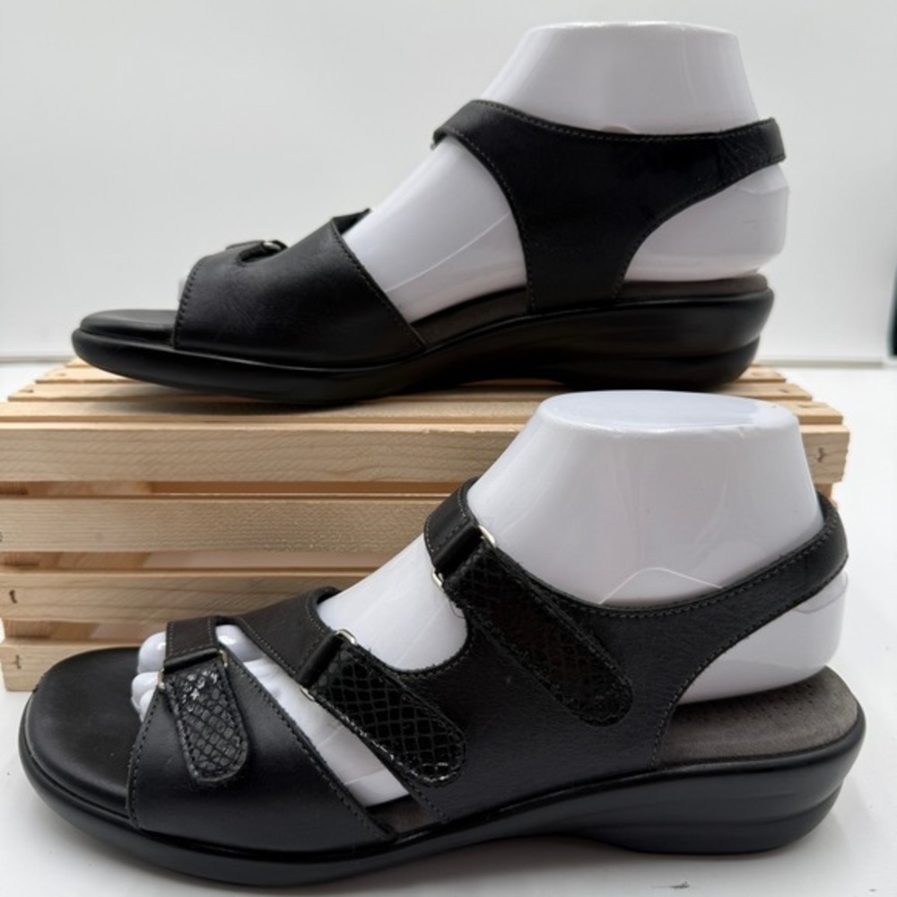 SAS Slingback Sandal Tabby Comfort Strappy Open Toe Black Leather Womens 8.5N
